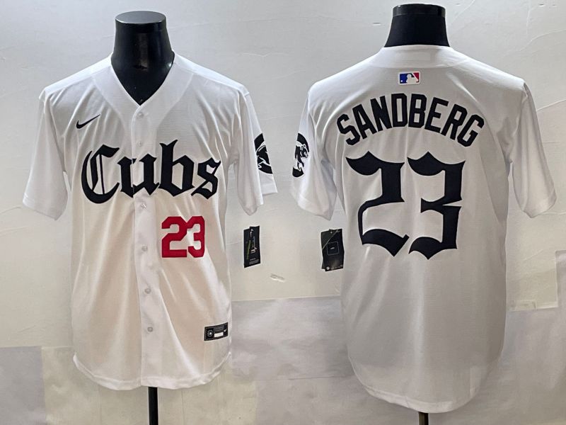 Men 2025 Chicago Cubs #23 Sandberg White Five generations Joint Name Nike MLB Jersey style 2->chicago cubs->MLB Jersey